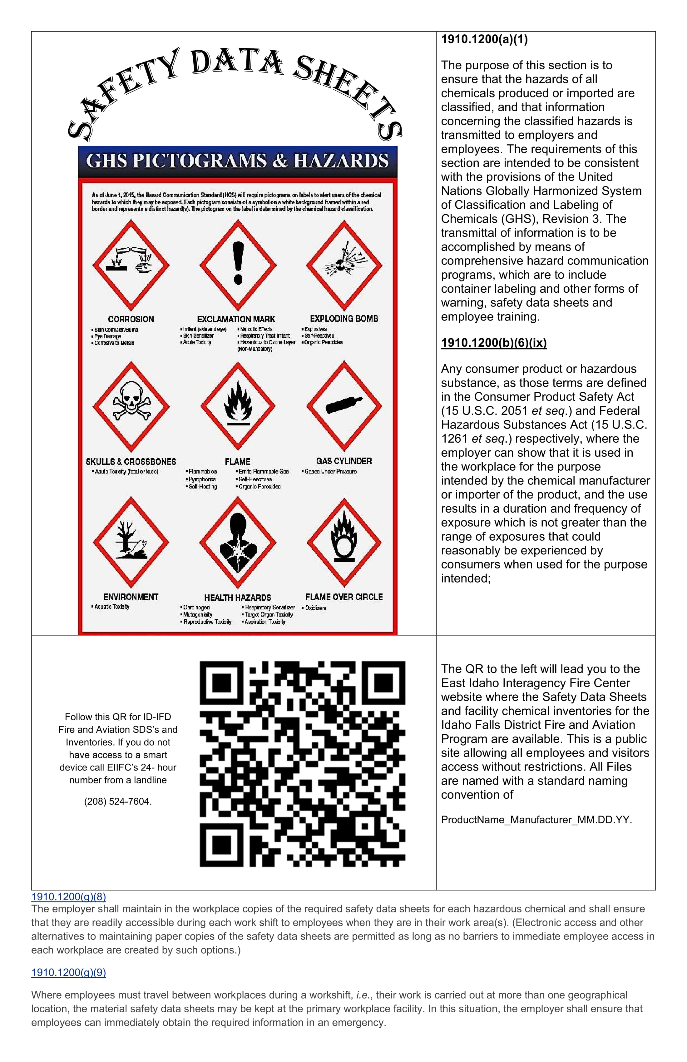 Safety Poster for Wildland Fire Stations